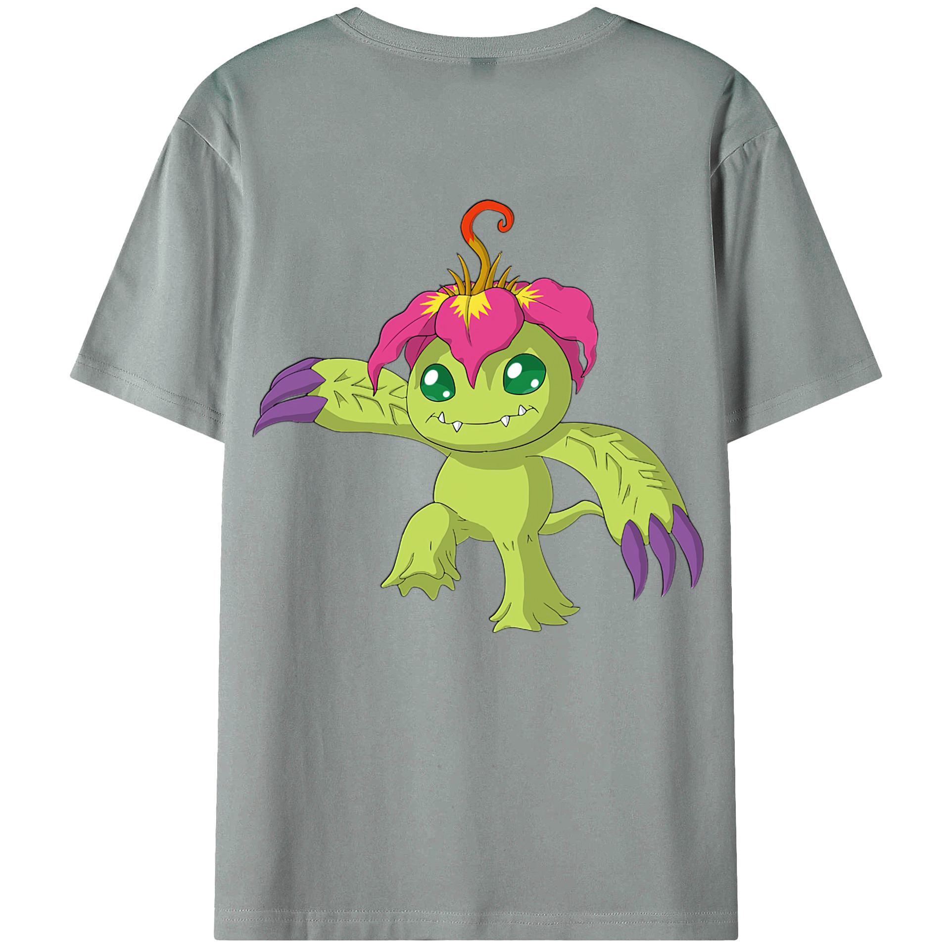 （画像用） Digimon デジタルモンスター/デジモン 綿100％ メンズ半袖Tシャツ（バックプリント） 通気性